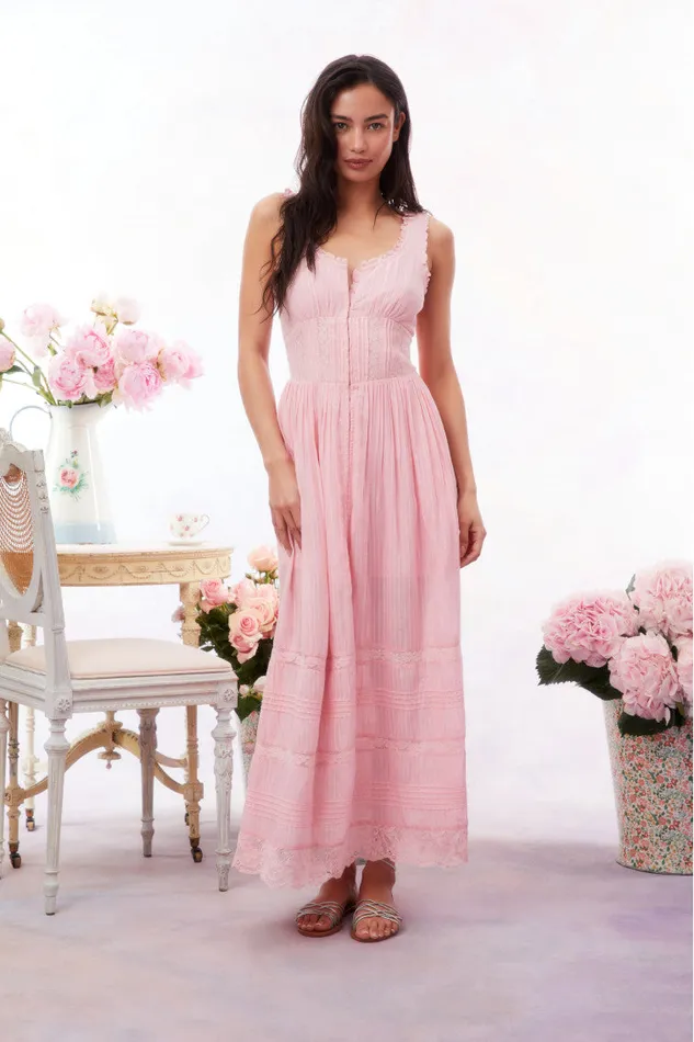 Women Dresses LoveShackFancy Santelle Cotton Maxi Dress Cherry Pink