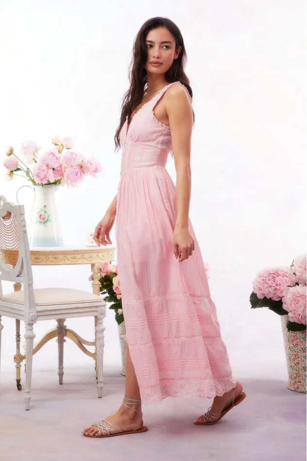 Women Dresses LoveShackFancy Santelle Cotton Maxi Dress Cherry Pink