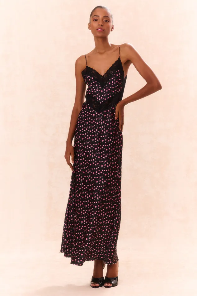Women Dresses LoveShackFancy Serita Silk Floral Maxi Dress Pink Noir