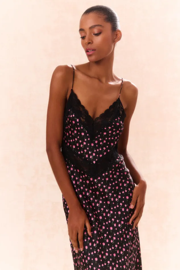 Women Dresses LoveShackFancy Serita Silk Floral Maxi Dress Pink Noir