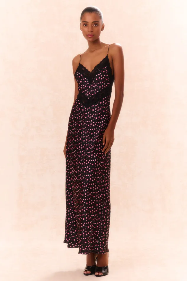Women Dresses LoveShackFancy Serita Silk Floral Maxi Dress Pink Noir