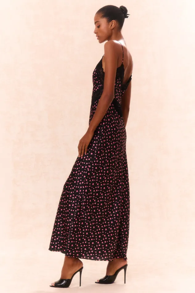 Women Dresses LoveShackFancy Serita Silk Floral Maxi Dress Pink Noir
