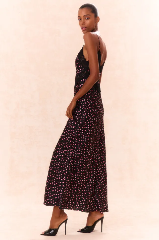 Women Dresses LoveShackFancy Serita Silk Floral Maxi Dress Pink Noir