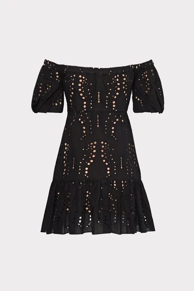 Women Dresses Milly Butterfly Eyelet Off The Shoulder Dress Black Women Dresses Milly Butterfly Eyelet Off The Shoulder Dress Black