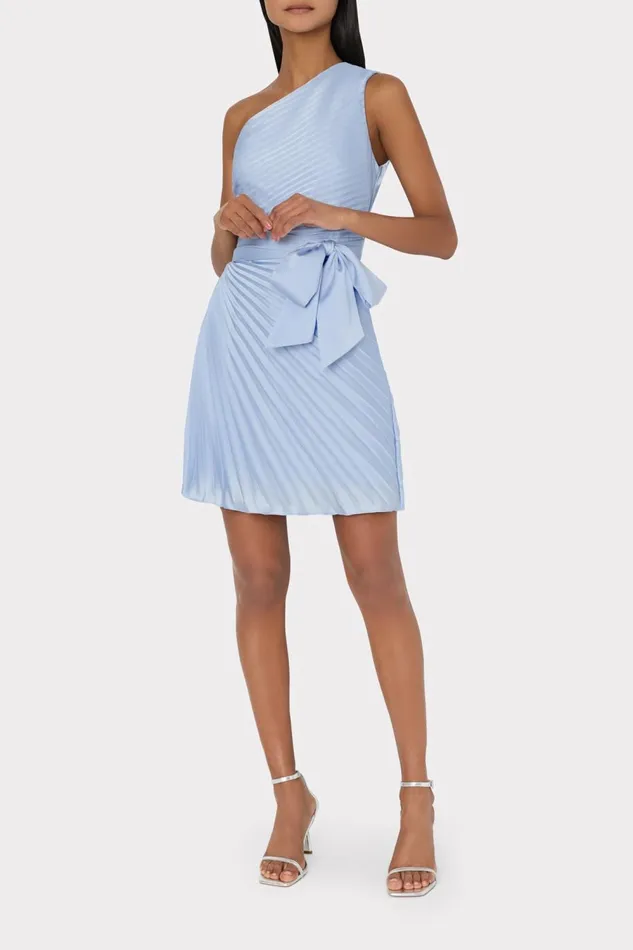Women Dresses Milly Estie Satin Pleated Mini Dress Ice Blue Women Dresses Milly Estie Satin Pleated Mini Dress Ice Blue