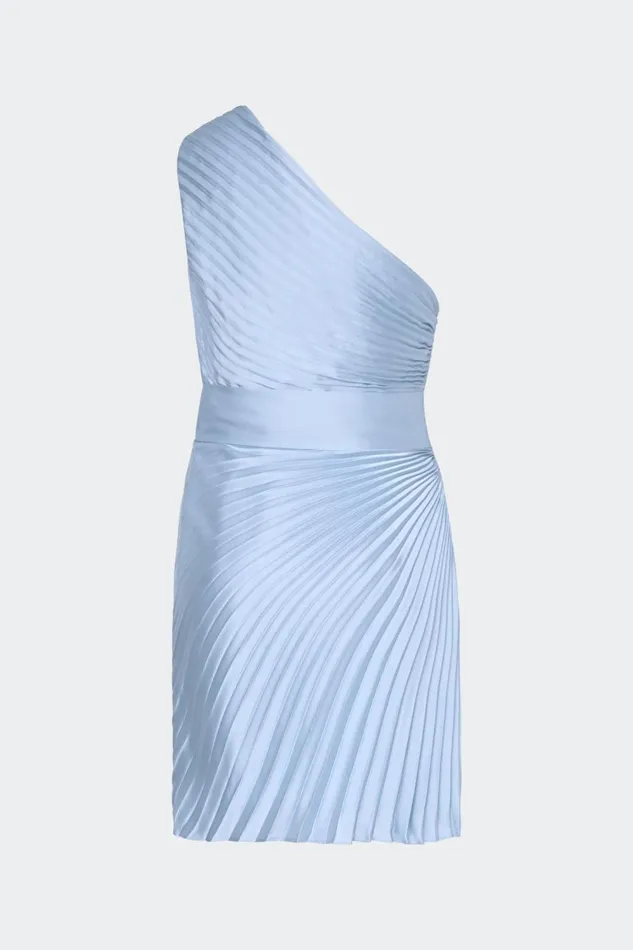 Women Dresses Milly Estie Satin Pleated Mini Dress Ice Blue Women Dresses Milly Estie Satin Pleated Mini Dress Ice Blue