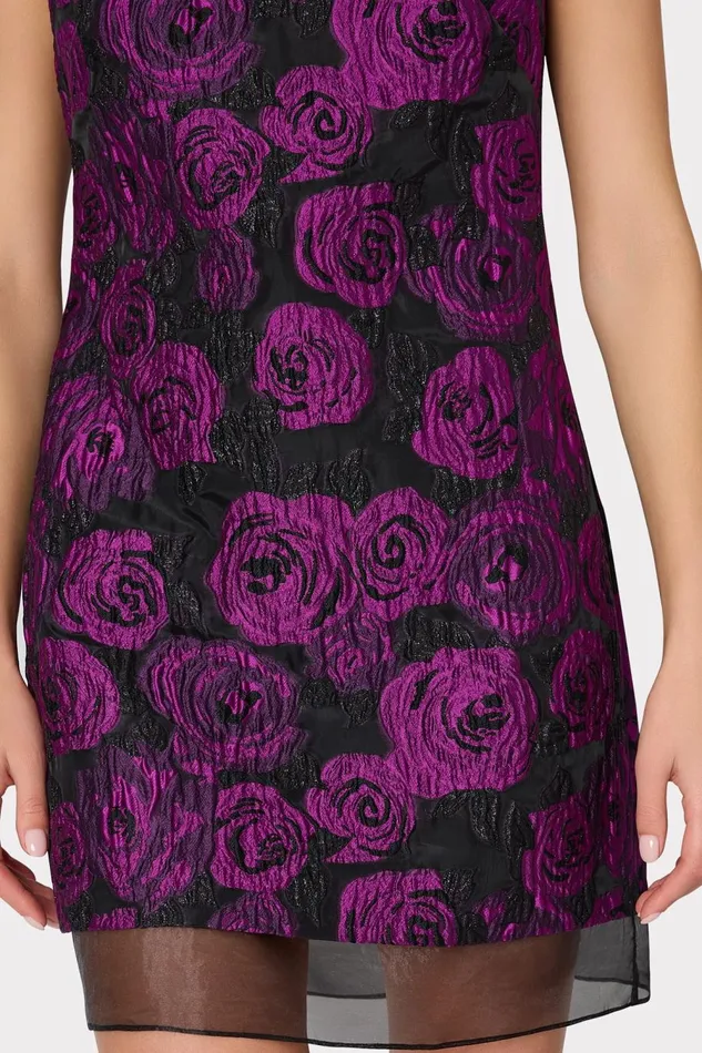 Women Dresses Milly Ilectra Rose Jacquard Shift Mini Dress Blackpurple Women Dresses Milly Ilectra Rose Jacquard Shift Mini Dress Blackpurple