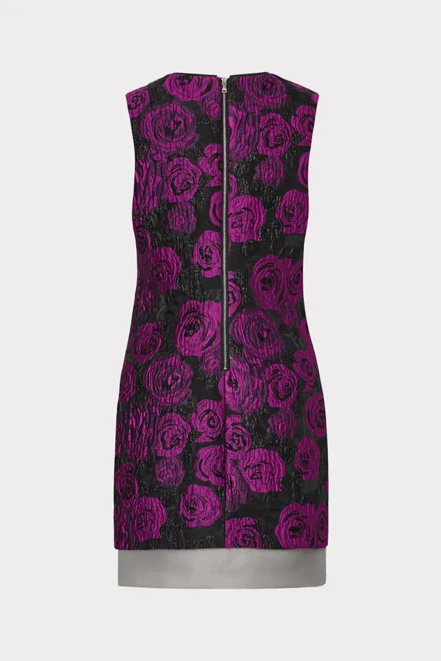 Women Dresses Milly Ilectra Rose Jacquard Shift Mini Dress Blackpurple Women Dresses Milly Ilectra Rose Jacquard Shift Mini Dress Blackpurple
