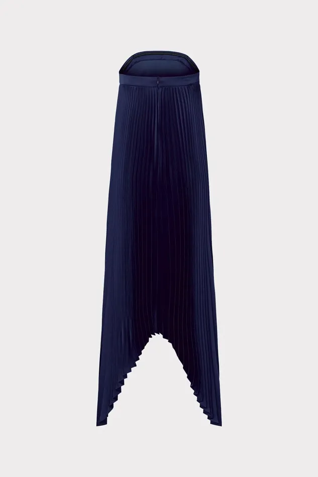 Women Dresses Milly Jordyn Satin Pleated Strapless Dress Navy Women Dresses Milly Jordyn Satin Pleated Strapless Dress Navy