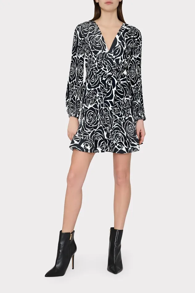Women Dresses Milly Liv Black Rose Pleated Dress Black Rose
