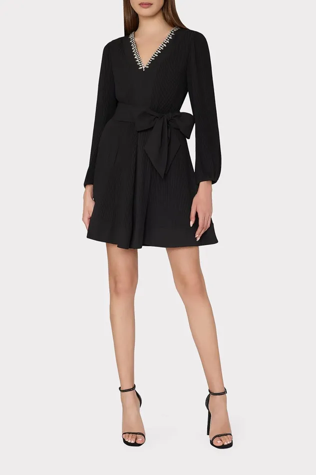 Women Dresses Milly Liv Crystal Embellished Pleated Dress Black Women Dresses Milly Liv Crystal Embellished Pleated Dress Black