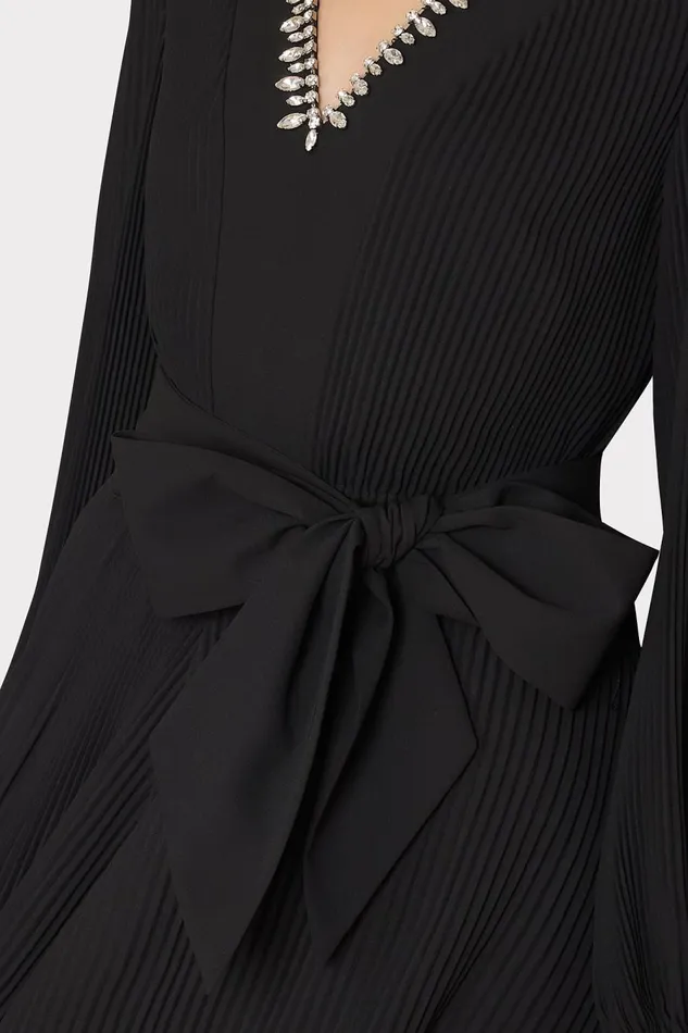 Women Dresses Milly Liv Crystal Embellished Pleated Dress Black Women Dresses Milly Liv Crystal Embellished Pleated Dress Black