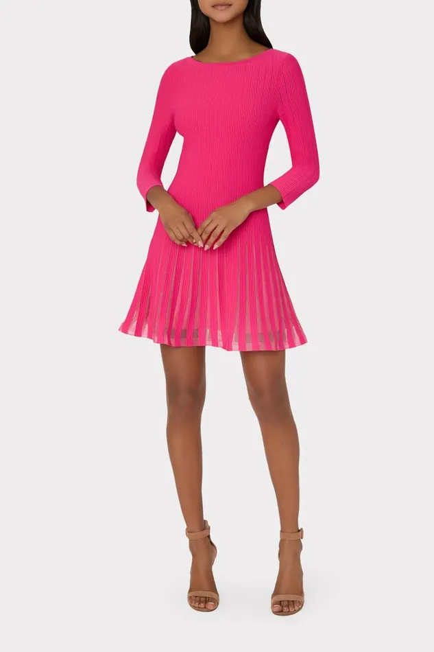 Women Dresses Milly Tabitha Sheer Godet Mini Dress Milly Pink