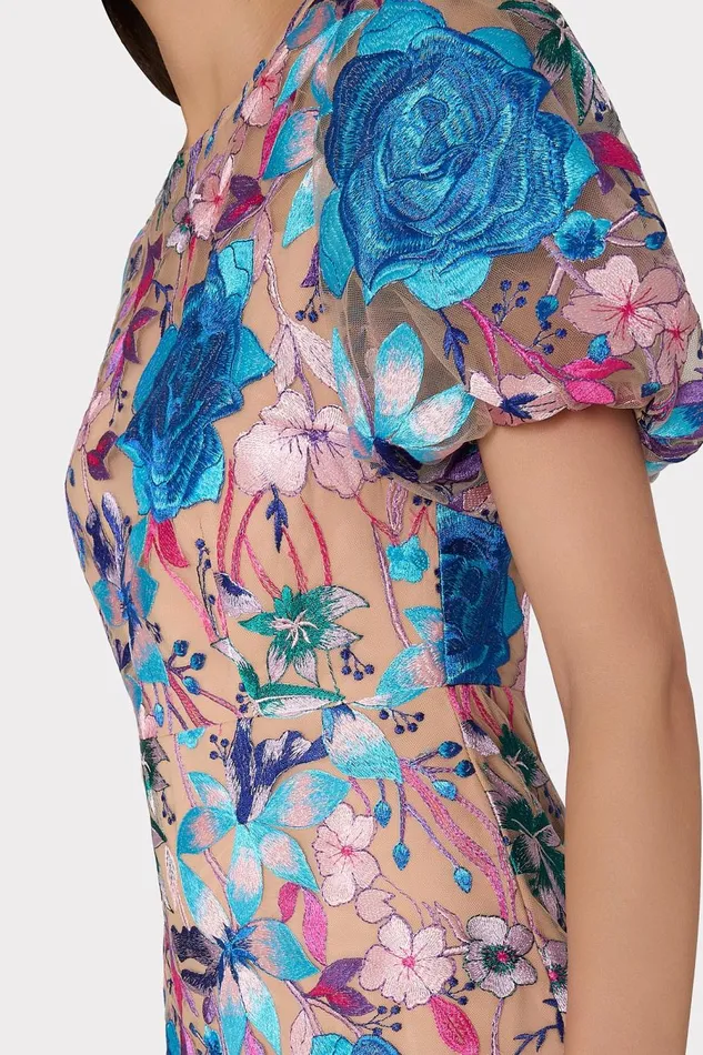 Women Dresses Milly Yasmin Fall Floral Embroidered Dress Blue Multi Women Dresses Milly Yasmin Fall Floral Embroidered Dress Blue Multi