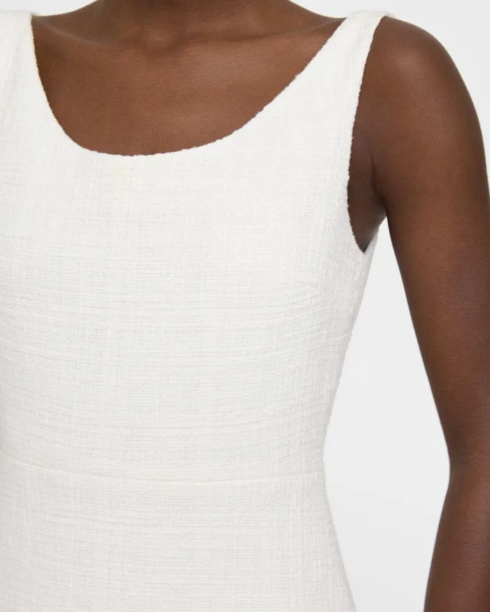 Women Dresses Theory Ballerina Neckline Mini Dress In Cotton Tweed White