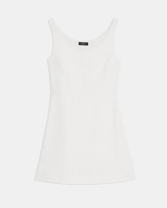 Women Dresses Theory Ballerina Neckline Mini Dress In Cotton Tweed White