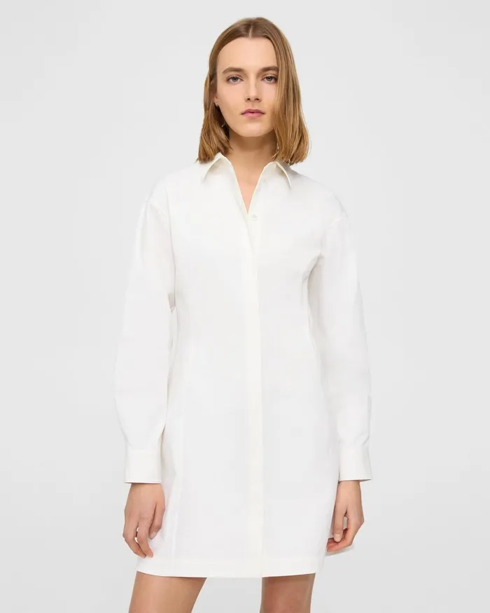 Women Dresses Theory Mini Shirt Dress In Stretch Cotton White