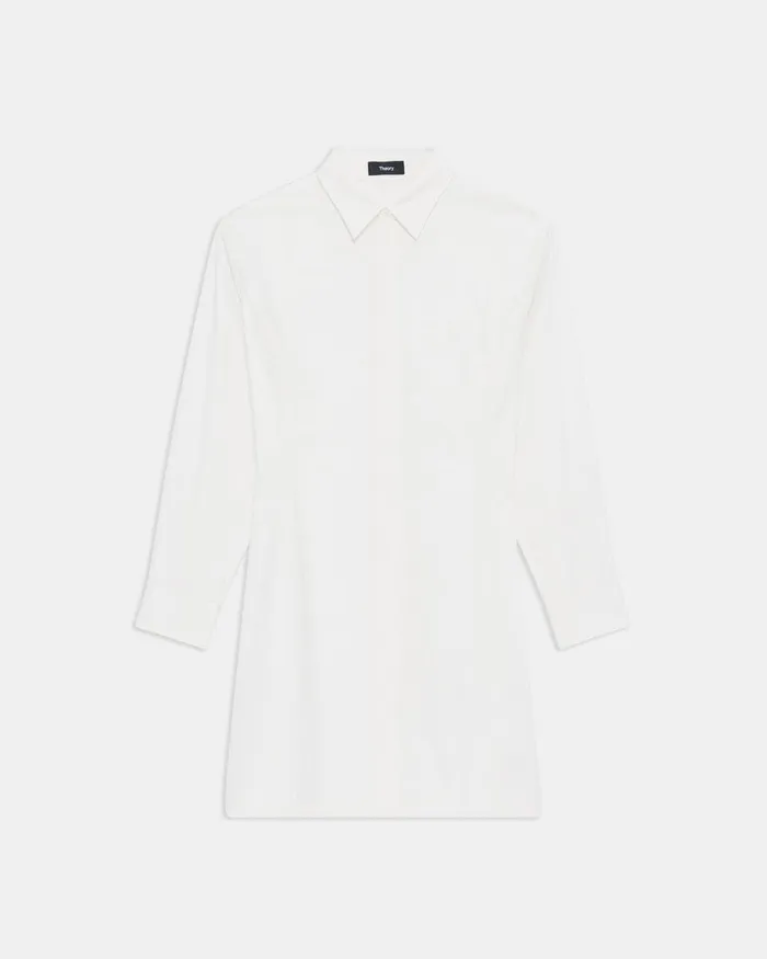 Women Dresses Theory Mini Shirt Dress In Stretch Cotton White
