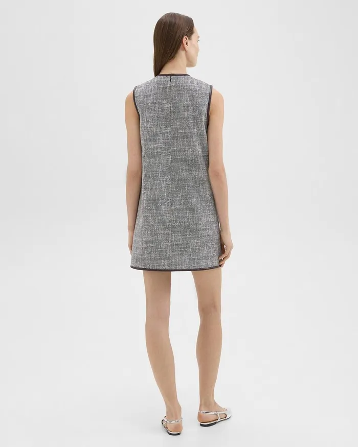 Women Dresses Theory Relaxed Sleeveless Dress In Canvas Tweed Coffeebrown