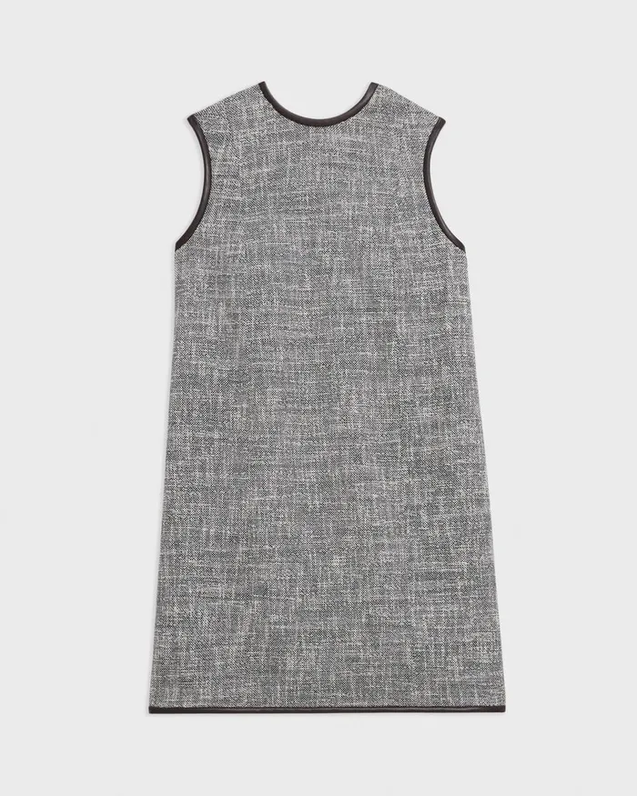 Women Dresses Theory Relaxed Sleeveless Dress In Canvas Tweed Coffeebrown