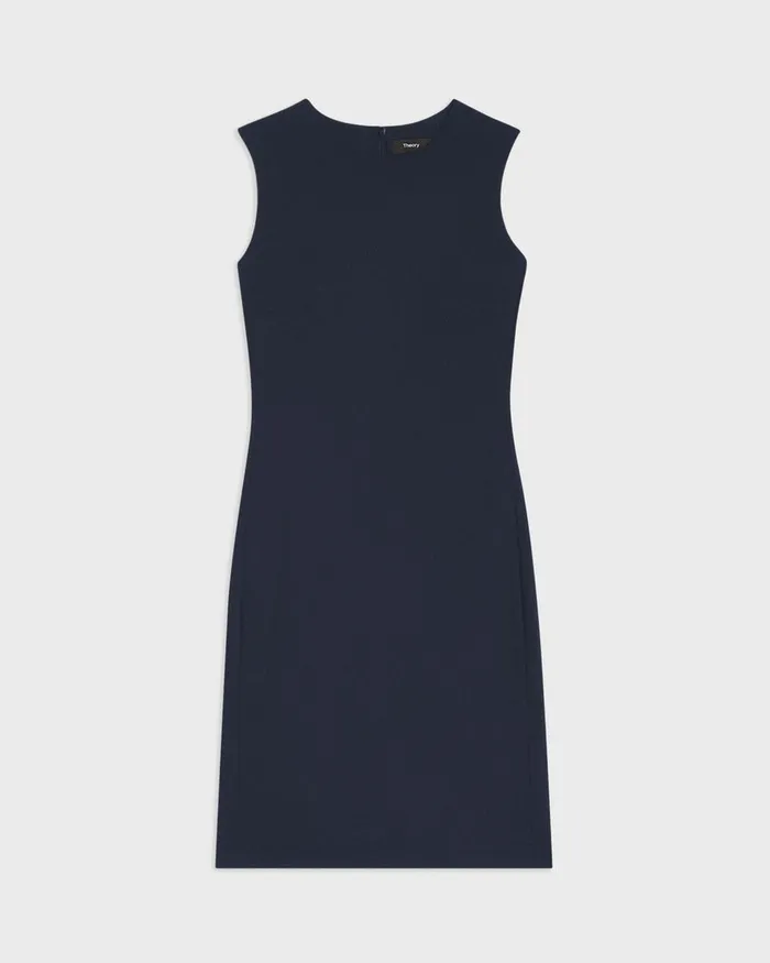 Women Dresses Theory Sleeveless Fitted Dress In Good Wool Nocturne Navy