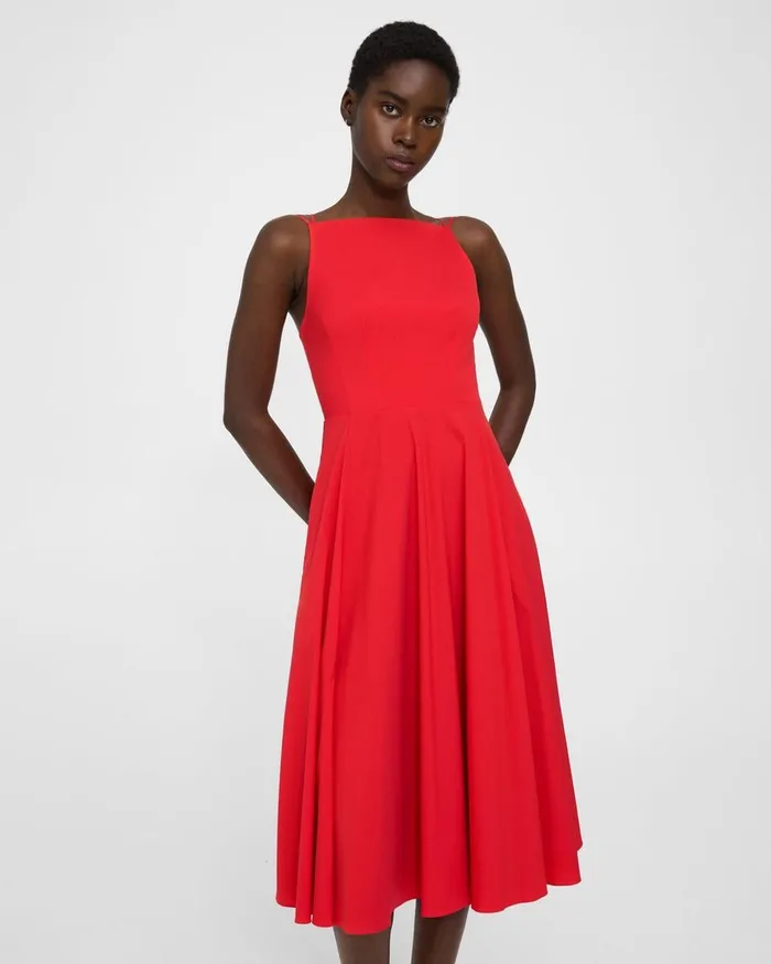 Women Dresses Theory Square Neck Dress In Good Cotton Grenadine