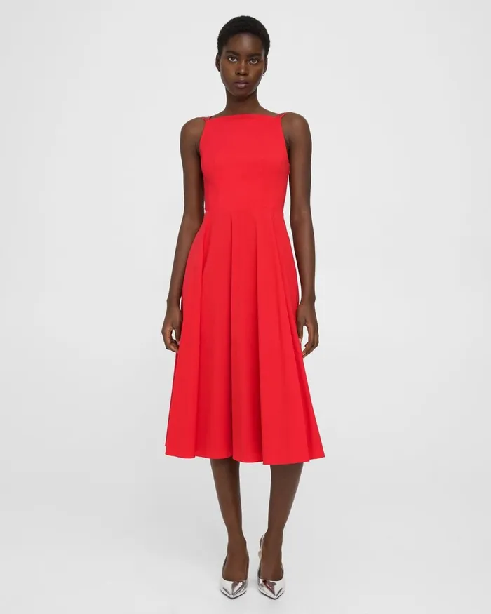 Women Dresses Theory Square Neck Dress In Good Cotton Grenadine