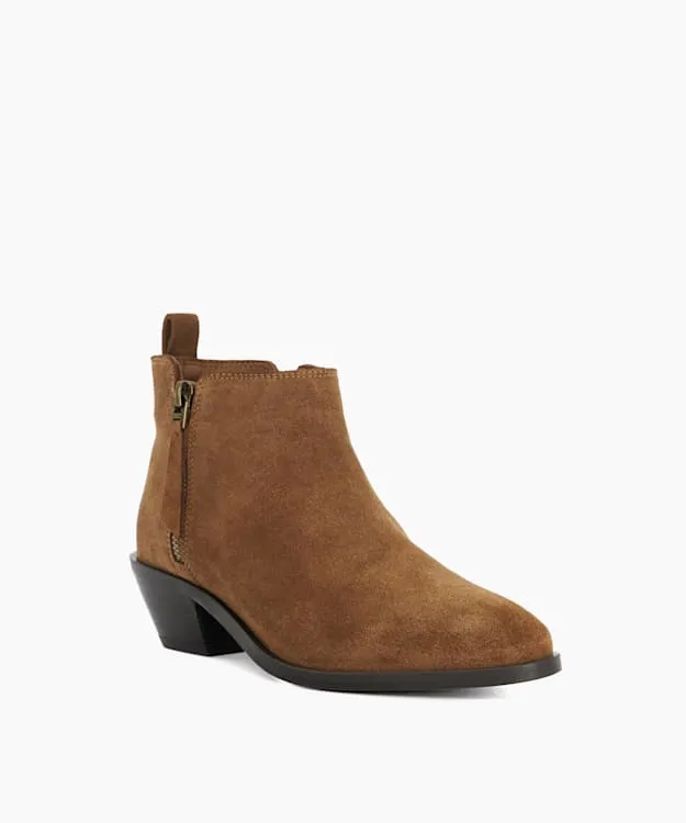 Women Dune London Ankle Boots Stacked Heel Boots Brown