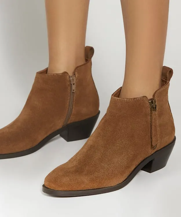 Women Dune London Ankle Boots Stacked Heel Boots Brown