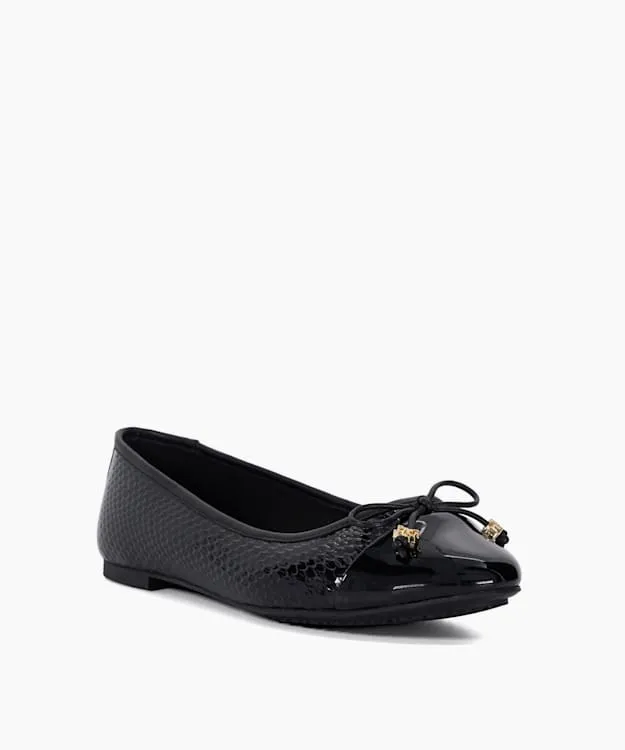 Women Dune London Ballet Pumps CharmDetail Ballet Shoes Black