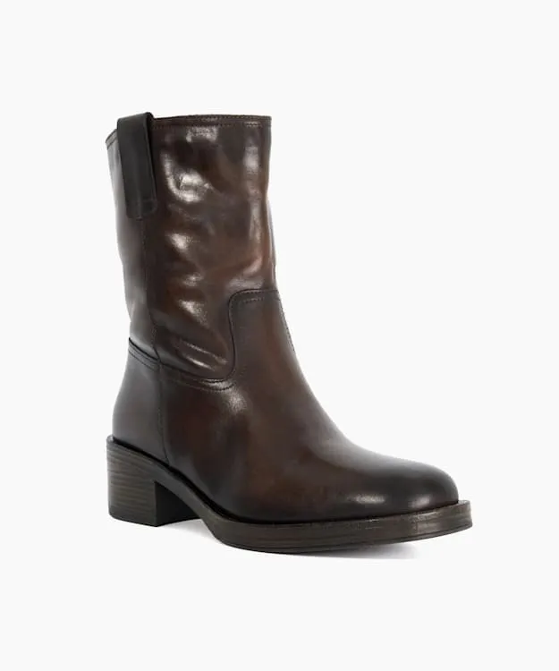 Women Dune London Biker Boots Borg Lined Chunky Boots Brown