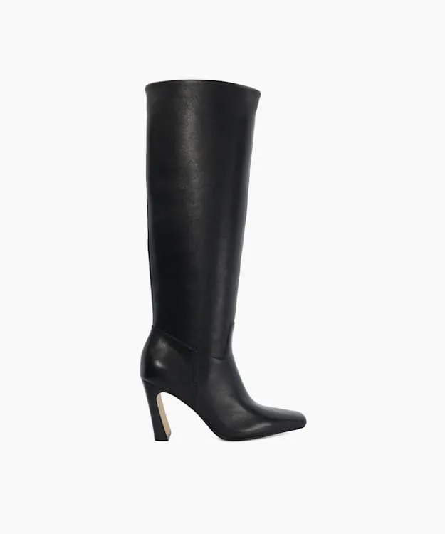 Women Dune London Black Boots KneeHigh Square Toe Boots Black