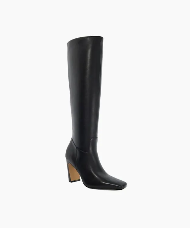 Women Dune London Black Boots KneeHigh Square Toe Boots Black