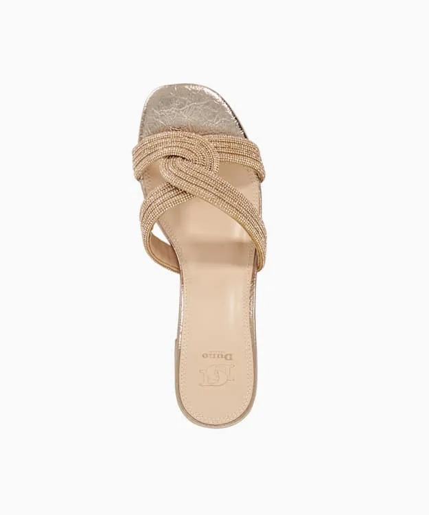 Women Dune London Block Heeled Sandals Block Heel Embellished Sandals Metallic