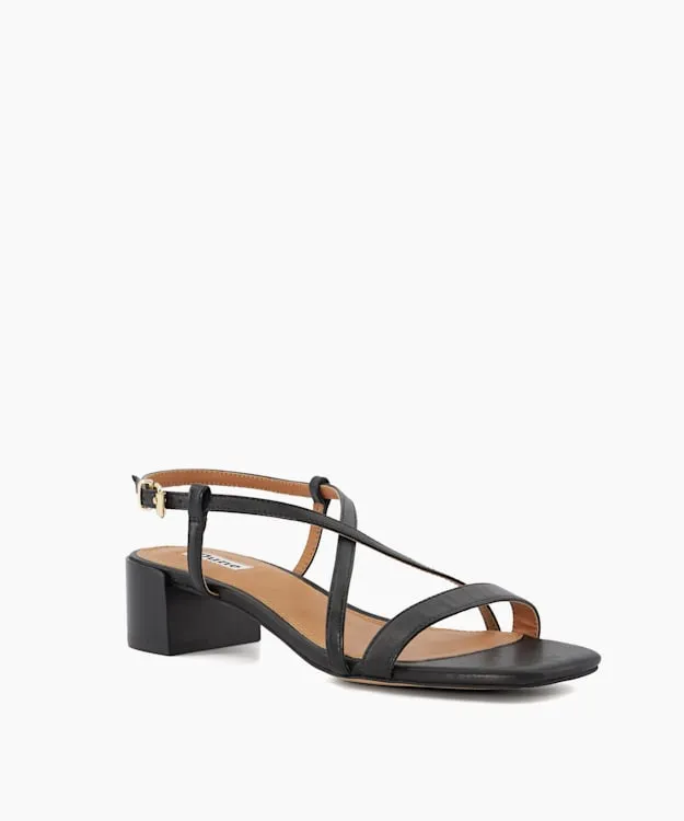 Women Dune London Block Heeled Sandals Leather Low Block Heel Sandals Black