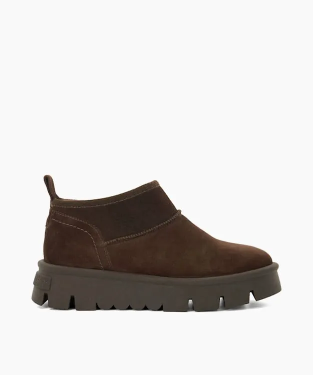 Women Dune London Brown Boots FauxFurLined Ankle Boots Brown