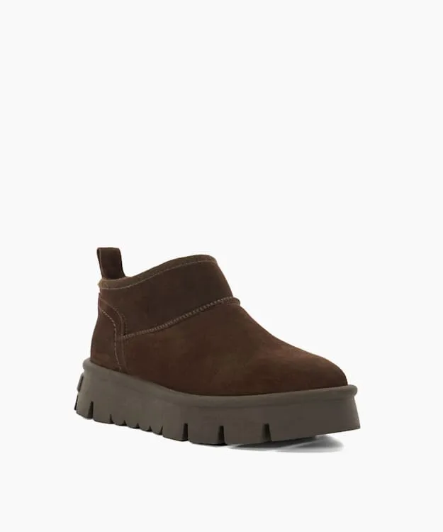 Women Dune London Brown Boots FauxFurLined Ankle Boots Brown