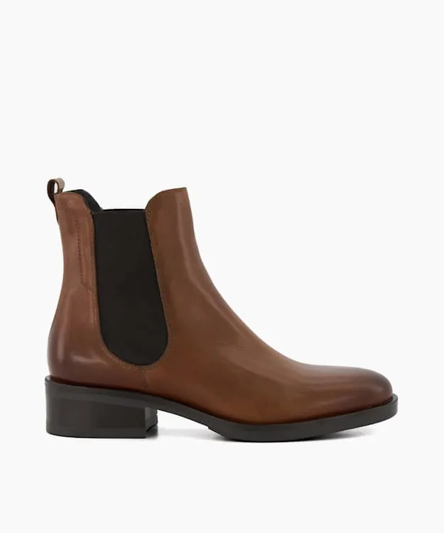 Women Dune London Chelsea Boots BurnishedDetail Leather Chelsea Boots Brown