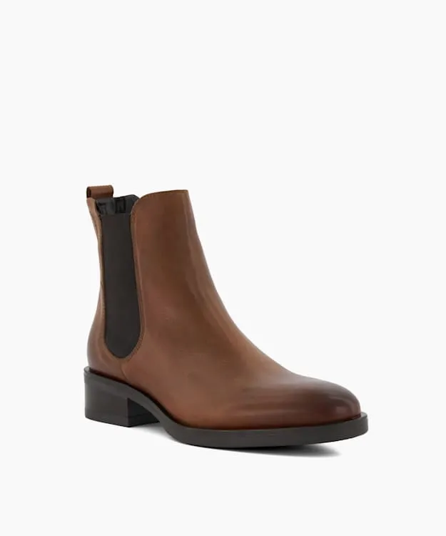 Women Dune London Chelsea Boots BurnishedDetail Leather Chelsea Boots Brown