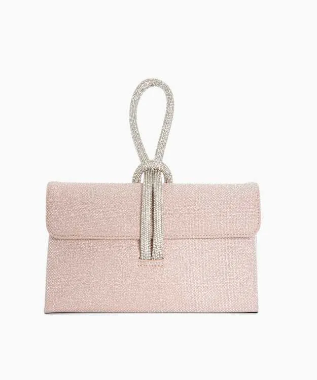 Women Dune London Clutch Bags DiamanteLoopHandle Grab Bag Metallic