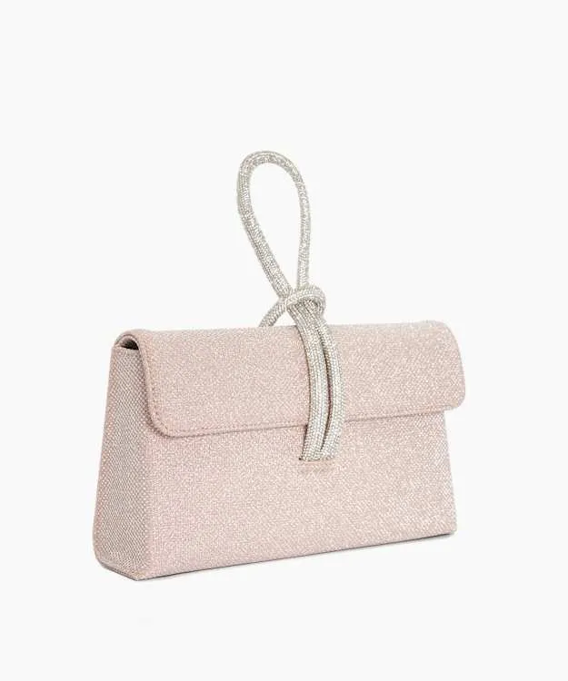 Women Dune London Clutch Bags DiamanteLoopHandle Grab Bag Metallic