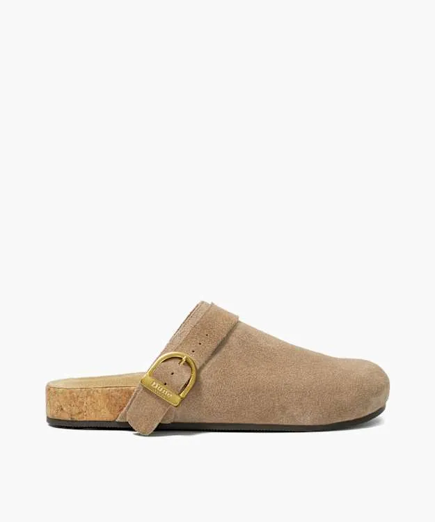 Women Dune London Flat Shoes Suede Clogs Neutral