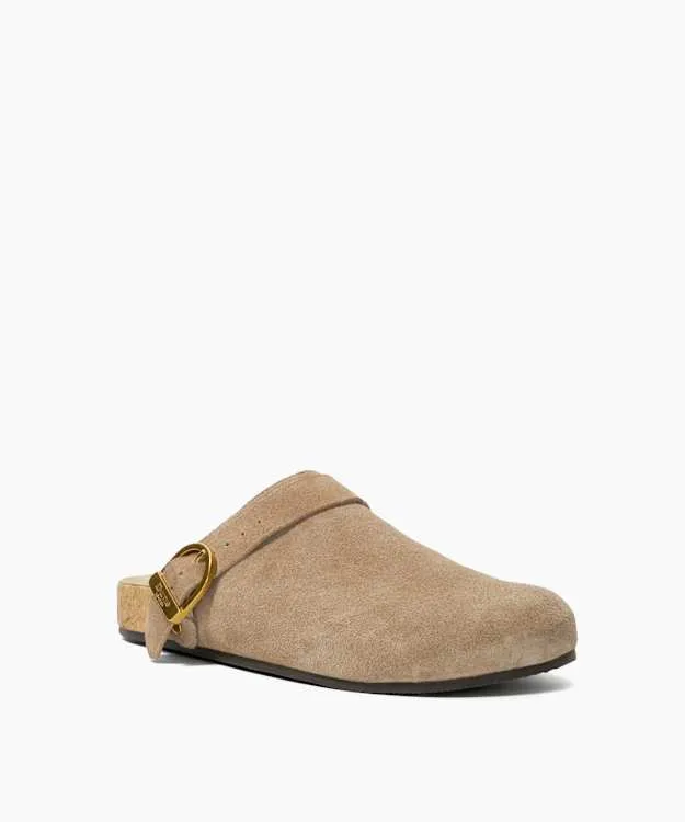 Women Dune London Flat Shoes Suede Clogs Neutral