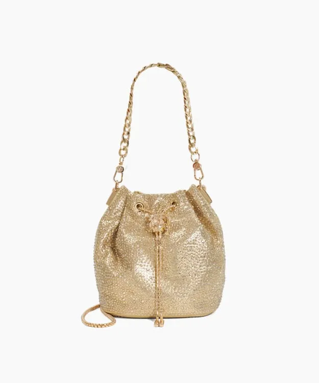 Women Dune London Handbags Dune Bug Embellished Bucket Bag Metallic