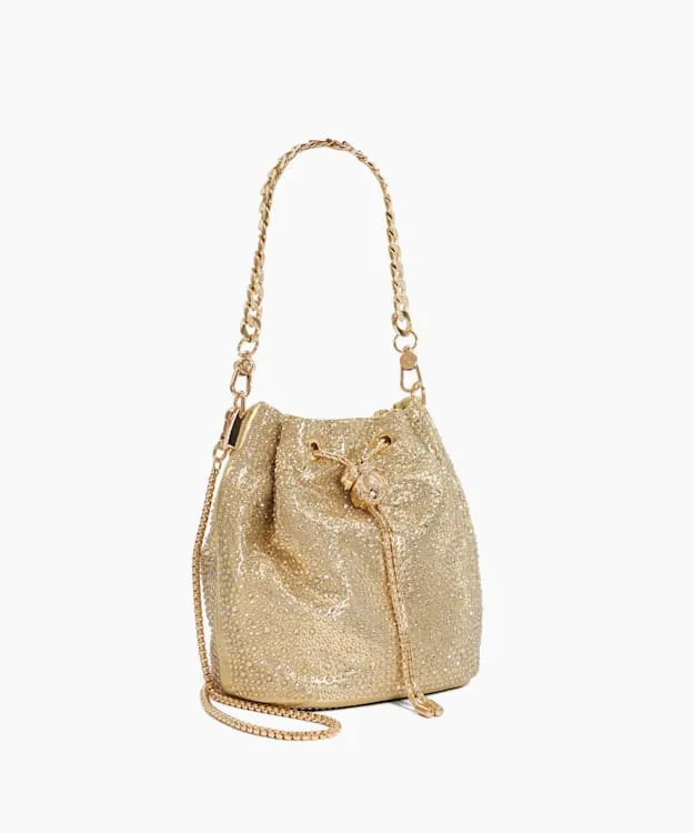 Women Dune London Handbags Dune Bug Embellished Bucket Bag Metallic