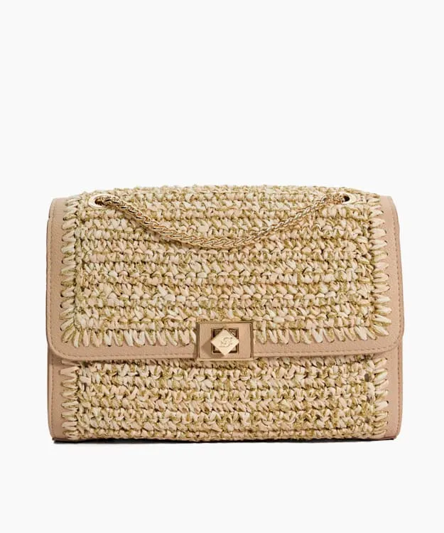 Women Dune London Handbags Lurex Thread Raffia Shoulder Bag Pink