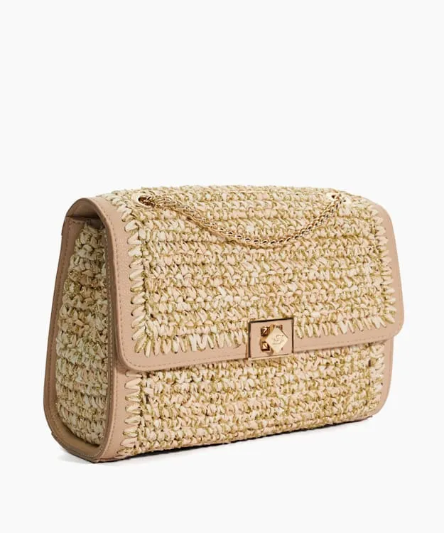 Women Dune London Handbags Lurex Thread Raffia Shoulder Bag Pink