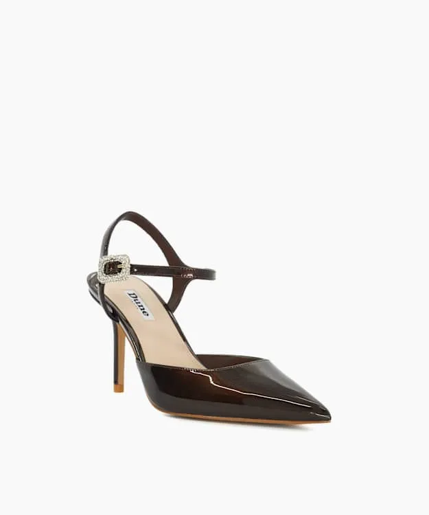 Women Dune London Heels BuckleDetail Heeled Courts Brown Synthetic