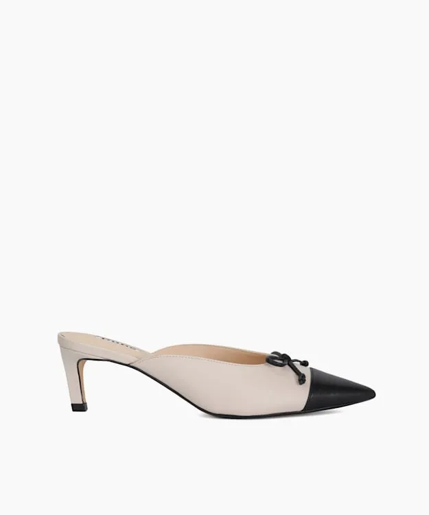 Women Dune London Heels Leather Pointed Toe Slip On Heels Neutral
