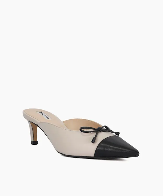 Women Dune London Heels Leather Pointed Toe Slip On Heels Neutral